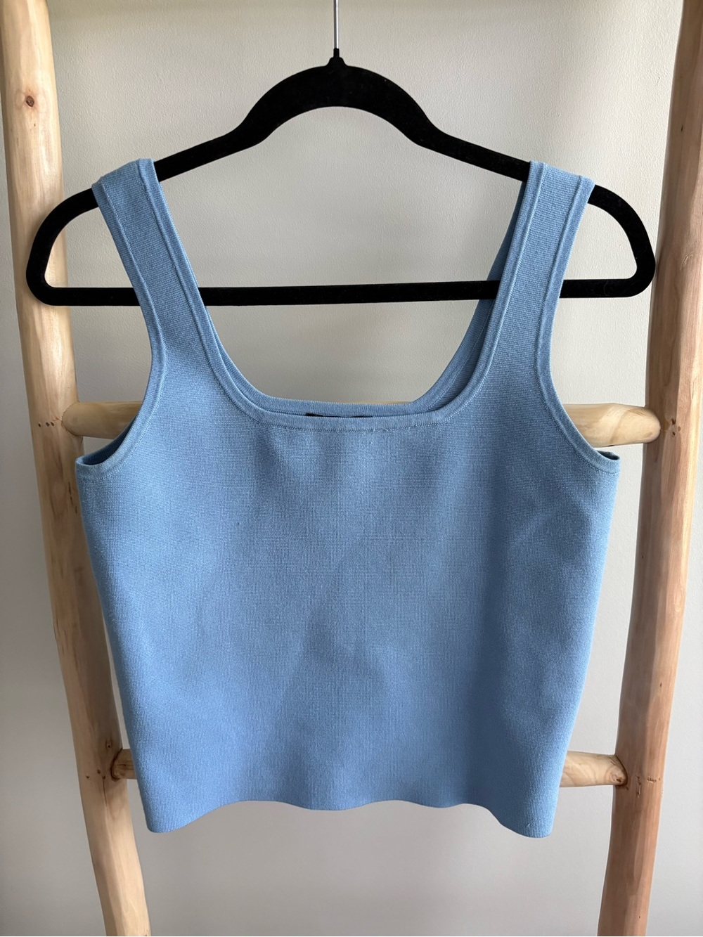 Express Square Neck Knit Tank Top in Sky Blue